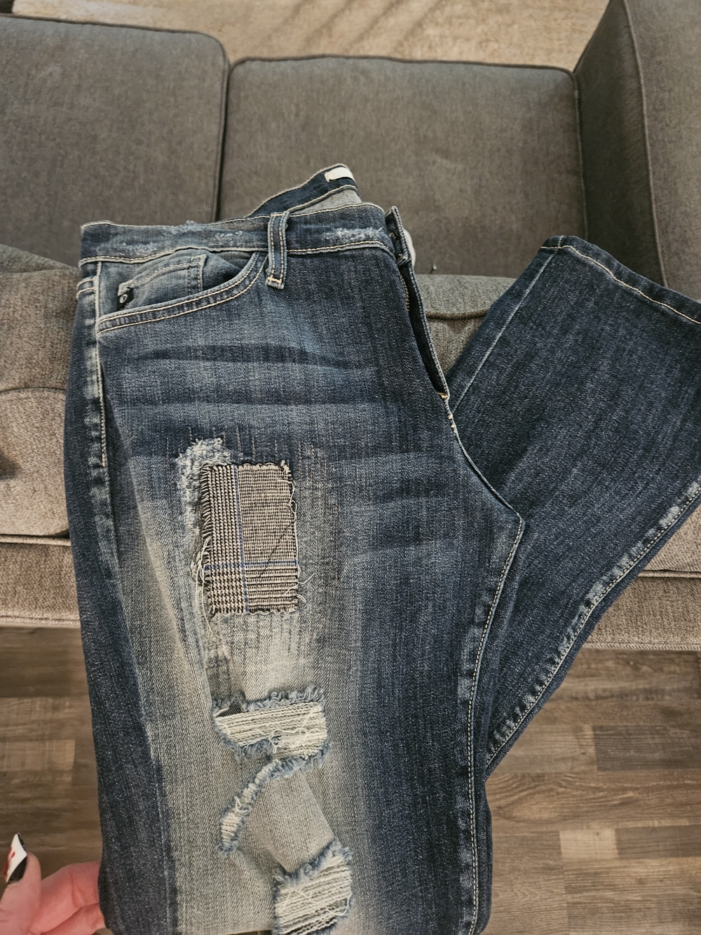 KanCan Coco Plaid Patched Mid Rise Ankle Skinny Jeans 29 Buckle Made in USA🇺🇲